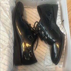 Salvatore Ferragamo Black Patent Leather Oxford Shoes